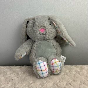 Creatology Gray Bunny Rabbit Plush Stuffed Animal Toy White Blue Plaid Pink